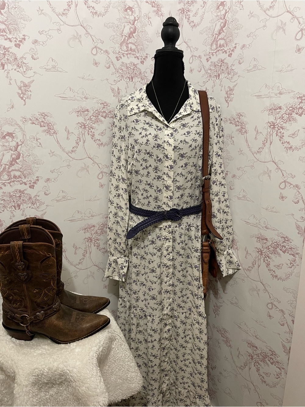 Nasty Gal Shirt Dress with Floral Print size 10